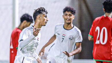 احتفال لاعب منتخب اليمن تحت 17 سنة (عبدالرحمن عبدالنبي) بهدفه في عمان