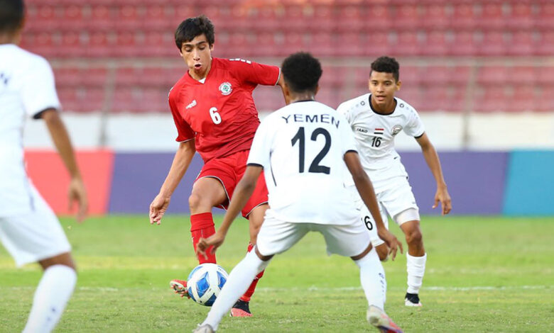 صورة من مباراة اليمن ولبنان في بطولة غرب آسيا للناشئين