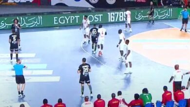 صورة من مباراة مصر وأنغولا في ربع نهائي كأس إفريقيا لكرة اليد