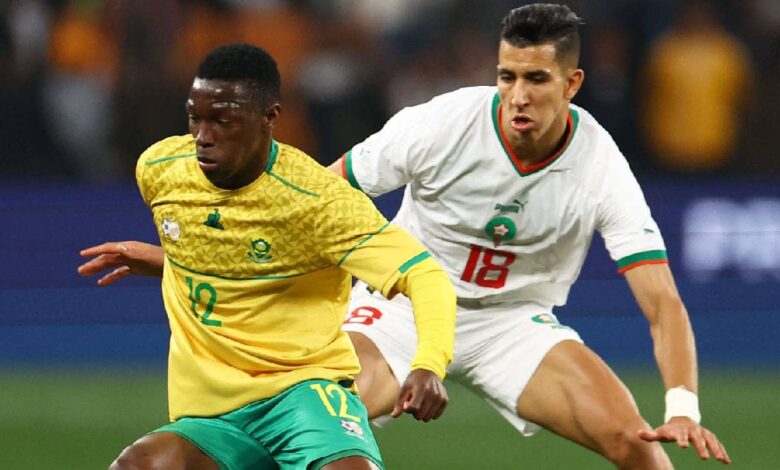صورة من مباراة المغرب وجنوب إفريقيا 2023