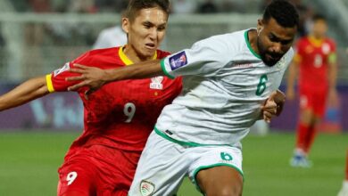 لقطة من مباراة عمان وقيرغيزستان 25 يناير 2024