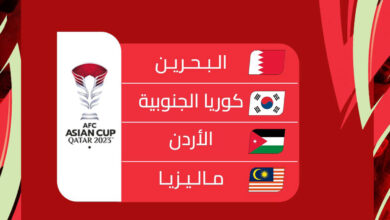 جدول ترتيب مجموعة البحرين في كأس آسيا