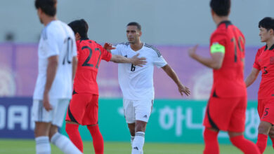 صورة علي عدنان من مباراة العراق الودية ضد كوريا الجنوبية