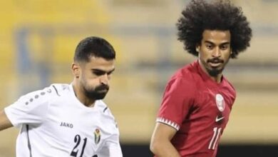 صورة من مباراة قطر والاردن