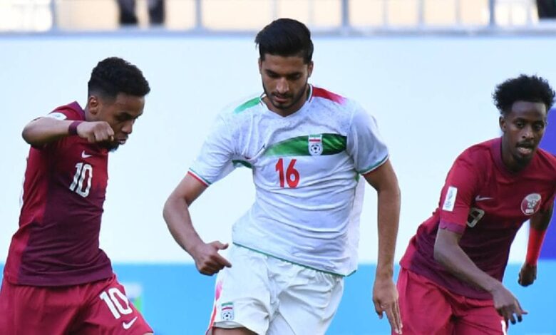 صورة من مباراة منتخب قطر وإيران