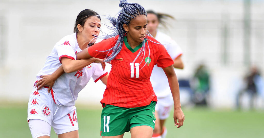 صورة من مباراة سيدات المغرب ضد تونس في تصفيات الأولمبياد
